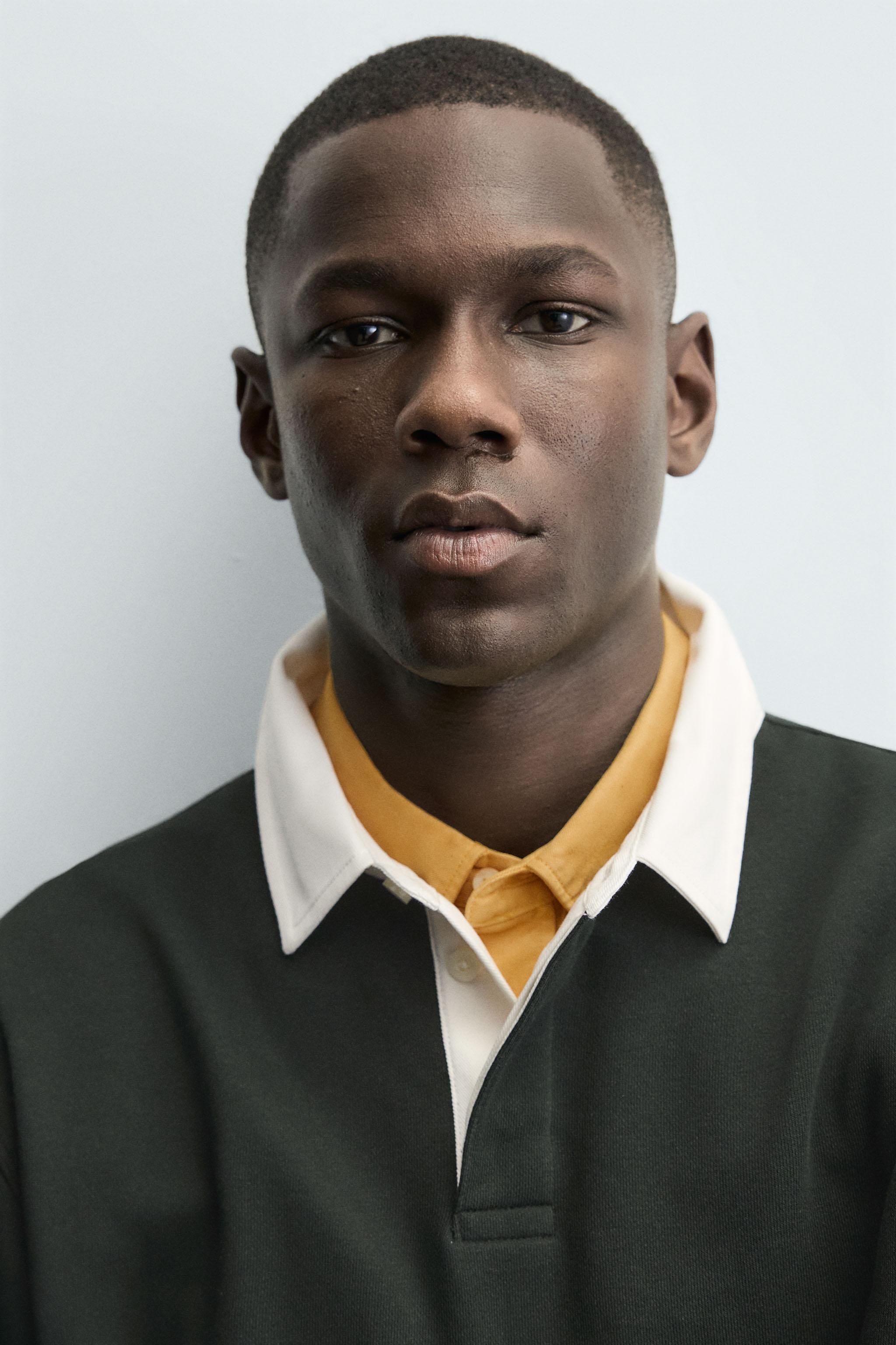 CONTRAST COLLAR POLO SWEATSHIRT